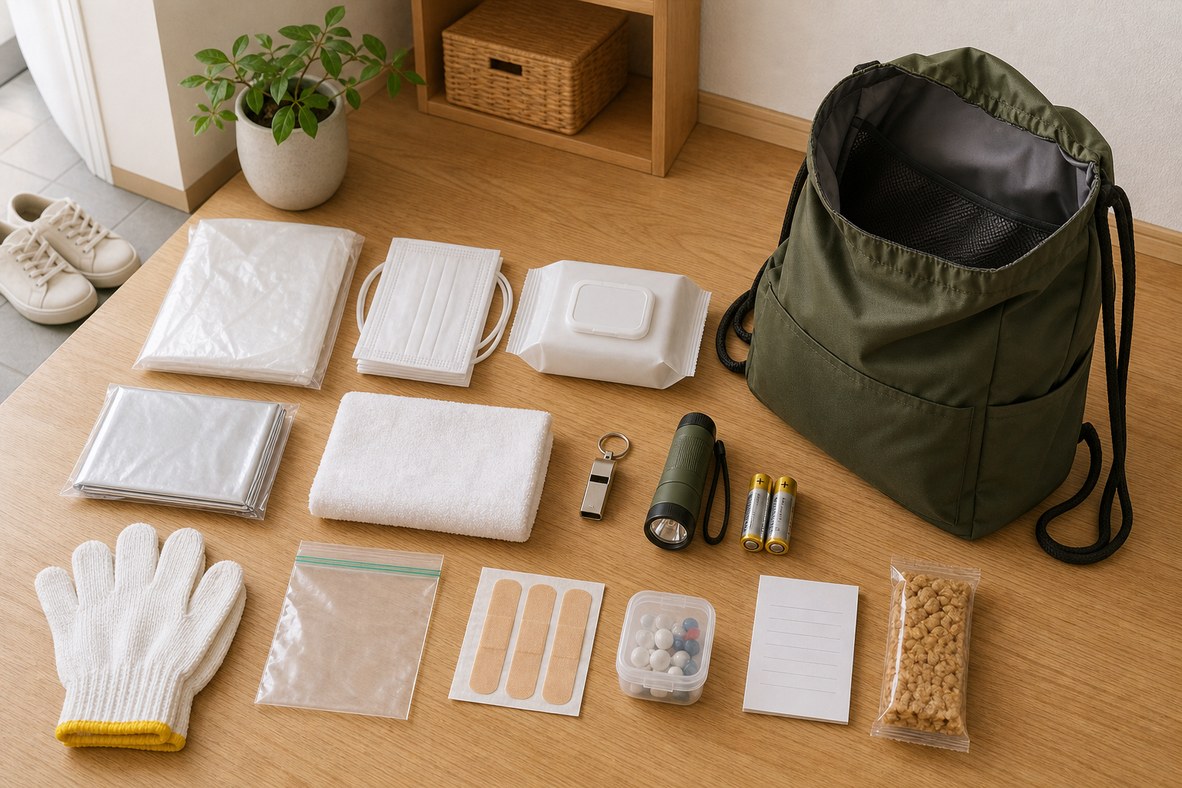100均グッズで非常用袋を準備するイメージ