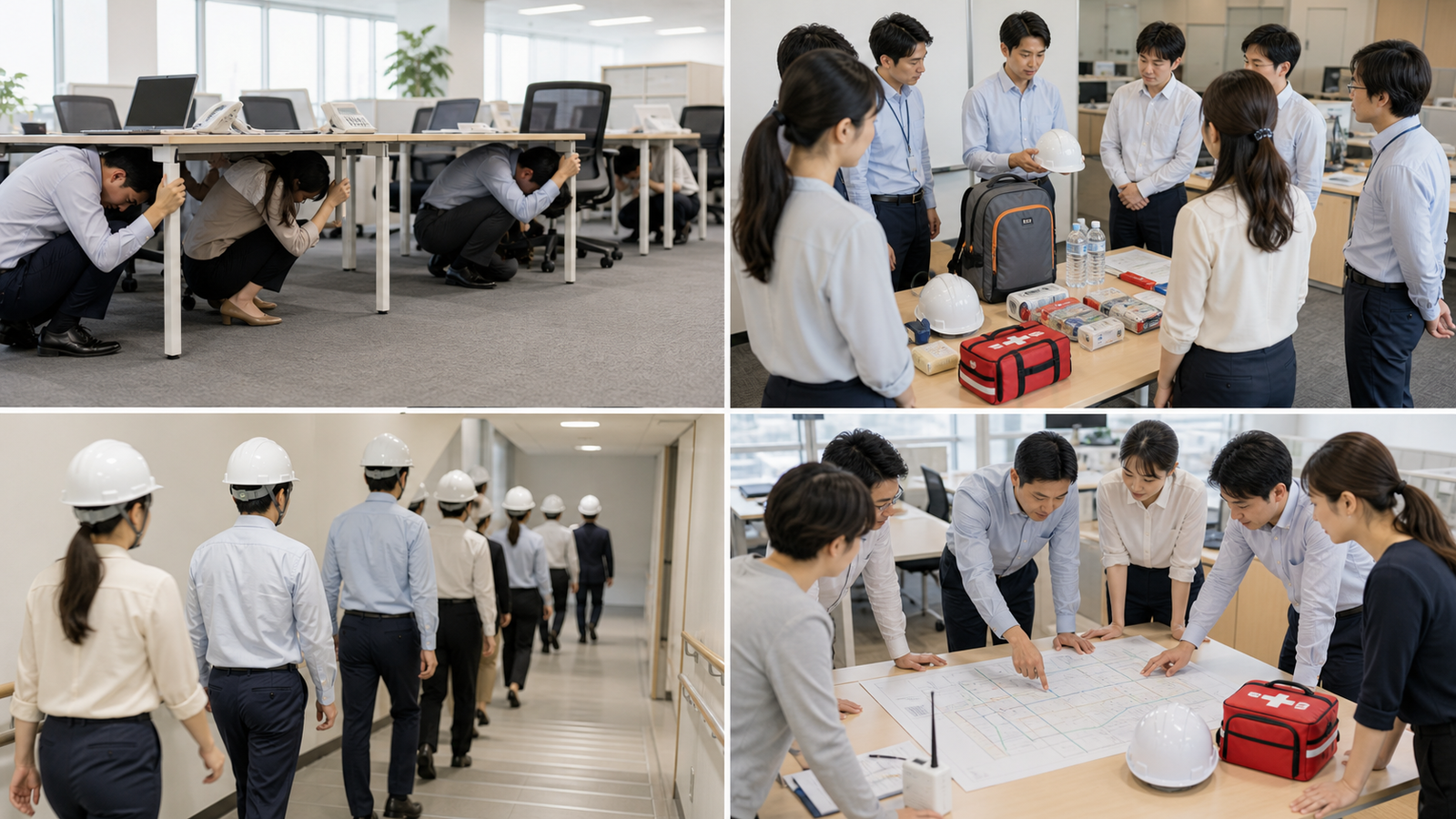 防災訓練の進行を確認するイメージ