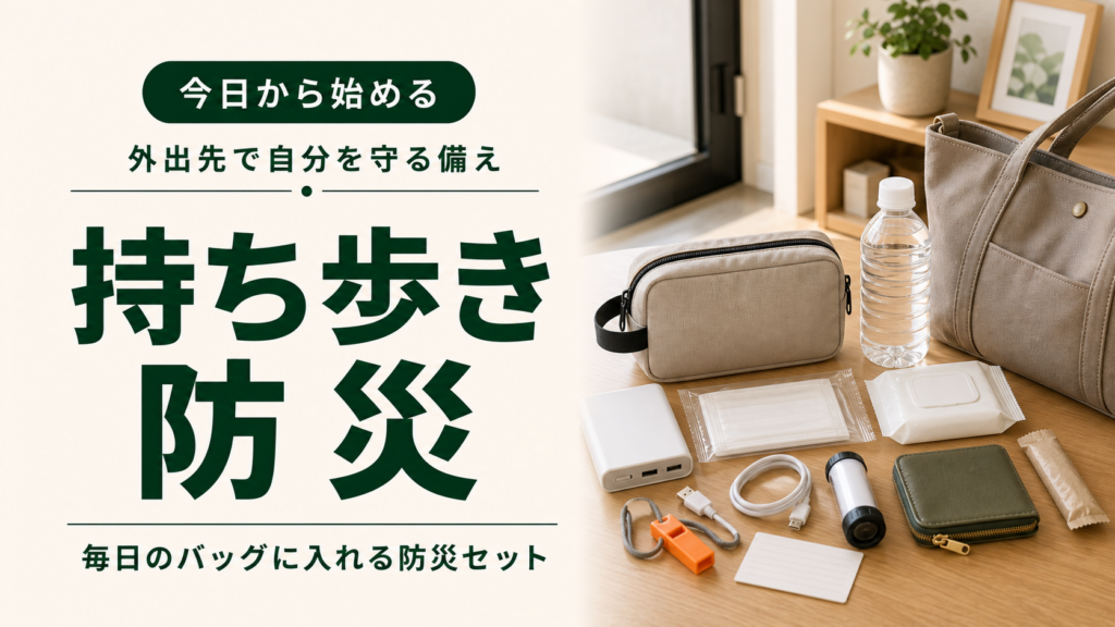 持ち歩き防災セットの中身と防災グッズを解説する記事のアイキャッチ画像
