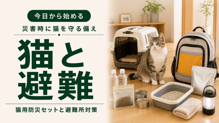 猫と避難するための防災対策を解説する記事のアイキャッチ画像