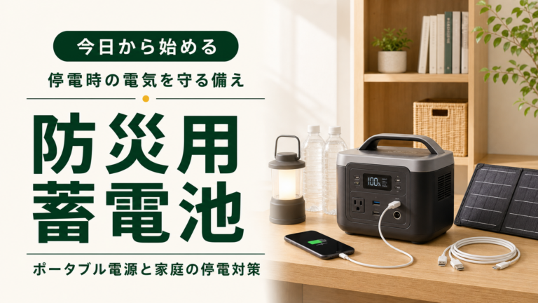 災害用蓄電池とポータブル電源の選び方を解説する記事のアイキャッチ画像