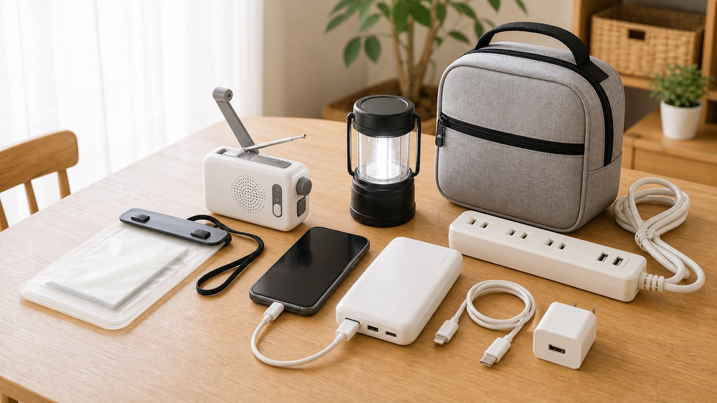 防災用の充電セットを備えるイメージ