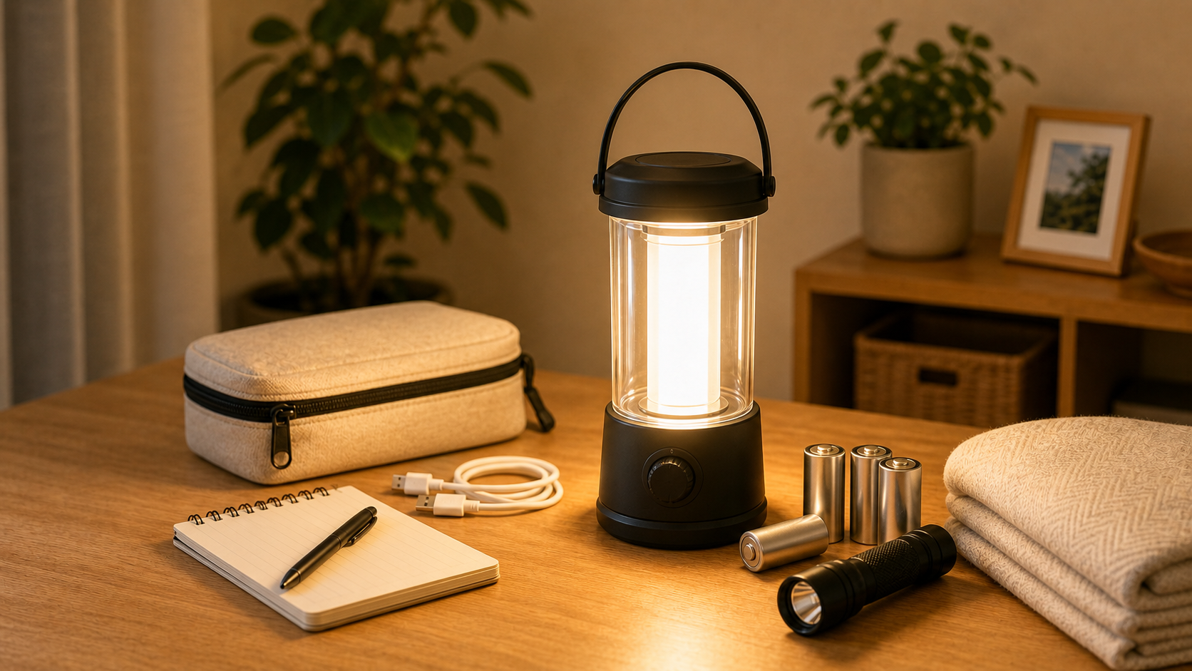 停電時に備えるLEDランタンと予備電池