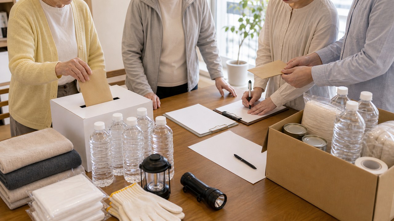 災害ボランティアと災害ボランティアセンターのイメージ