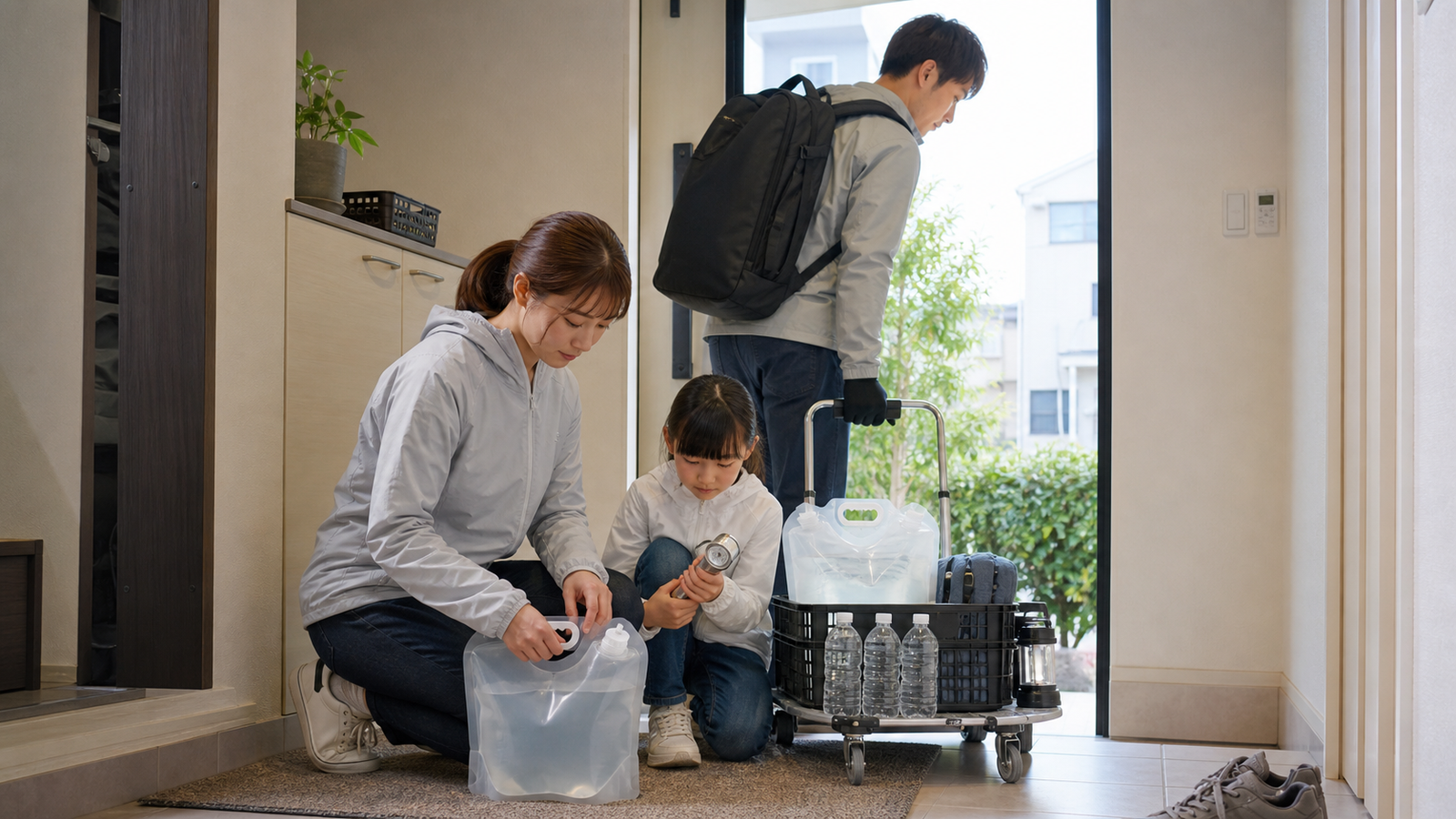 災害時給水ステーションの場所を地図で確認する家庭