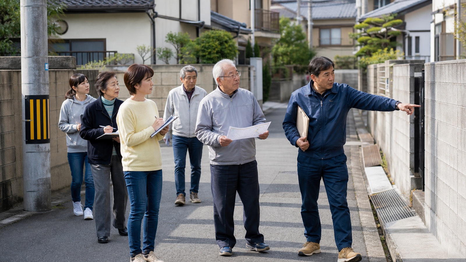 地区防災計画とはを地域で確認している様子