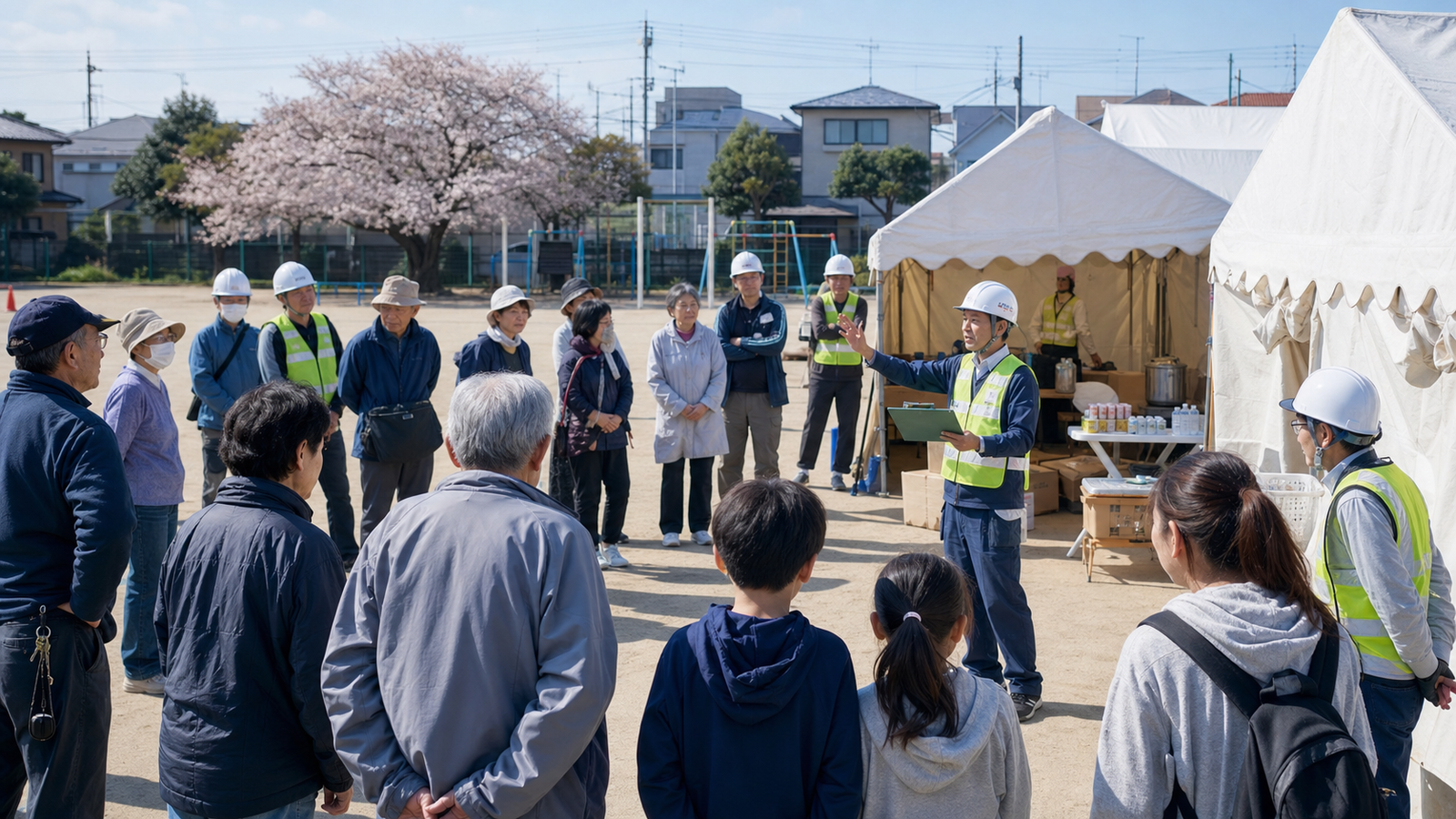 災害対策基本法と地区防災計画の関係を地域で確認している様子
