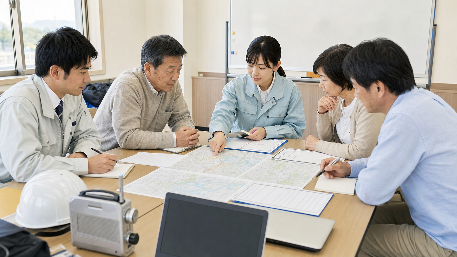 地区防災計画で決めることを地域で確認している様子