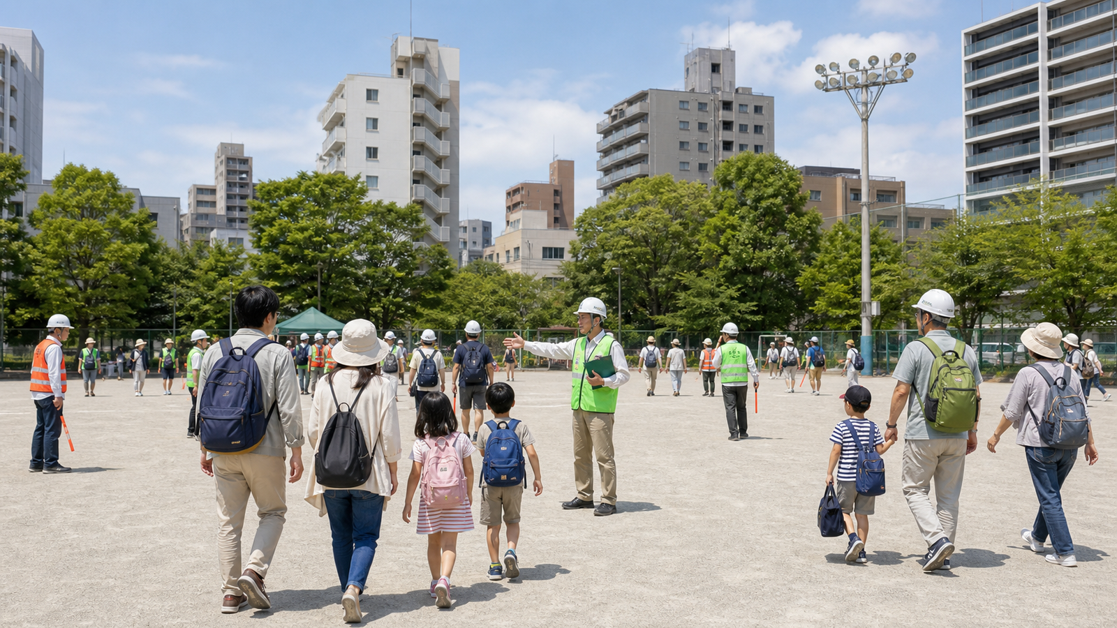 避難場所・避難所・一時集合場所との違いを確認する防災行動のイメージ