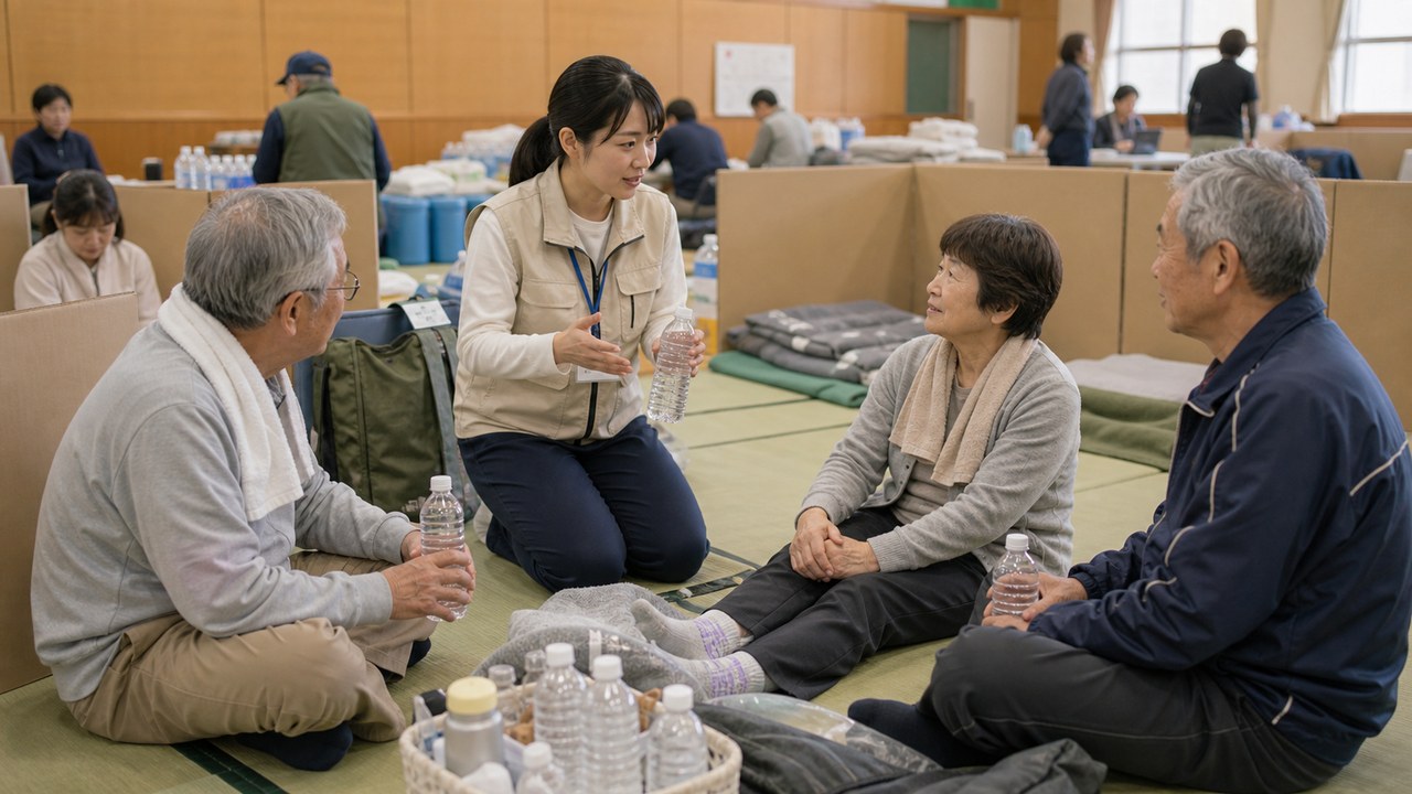 避難所でのエコノミークラス症候群予防のイメージ