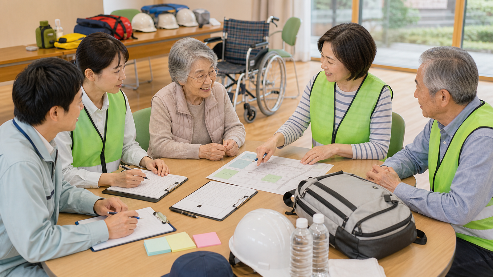 避難行動要支援者名簿に載る対象者を確認している地域支援の様子