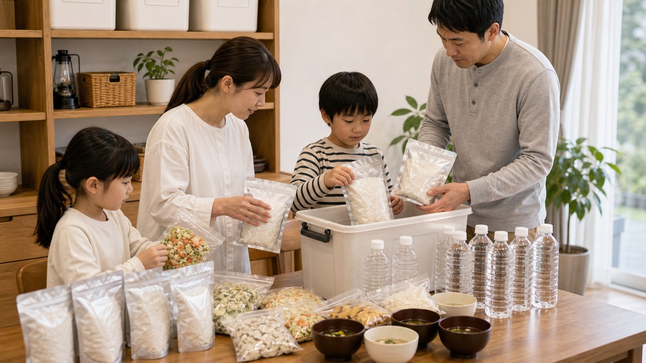 フリーズドライ非常食と防災備蓄のイメージ