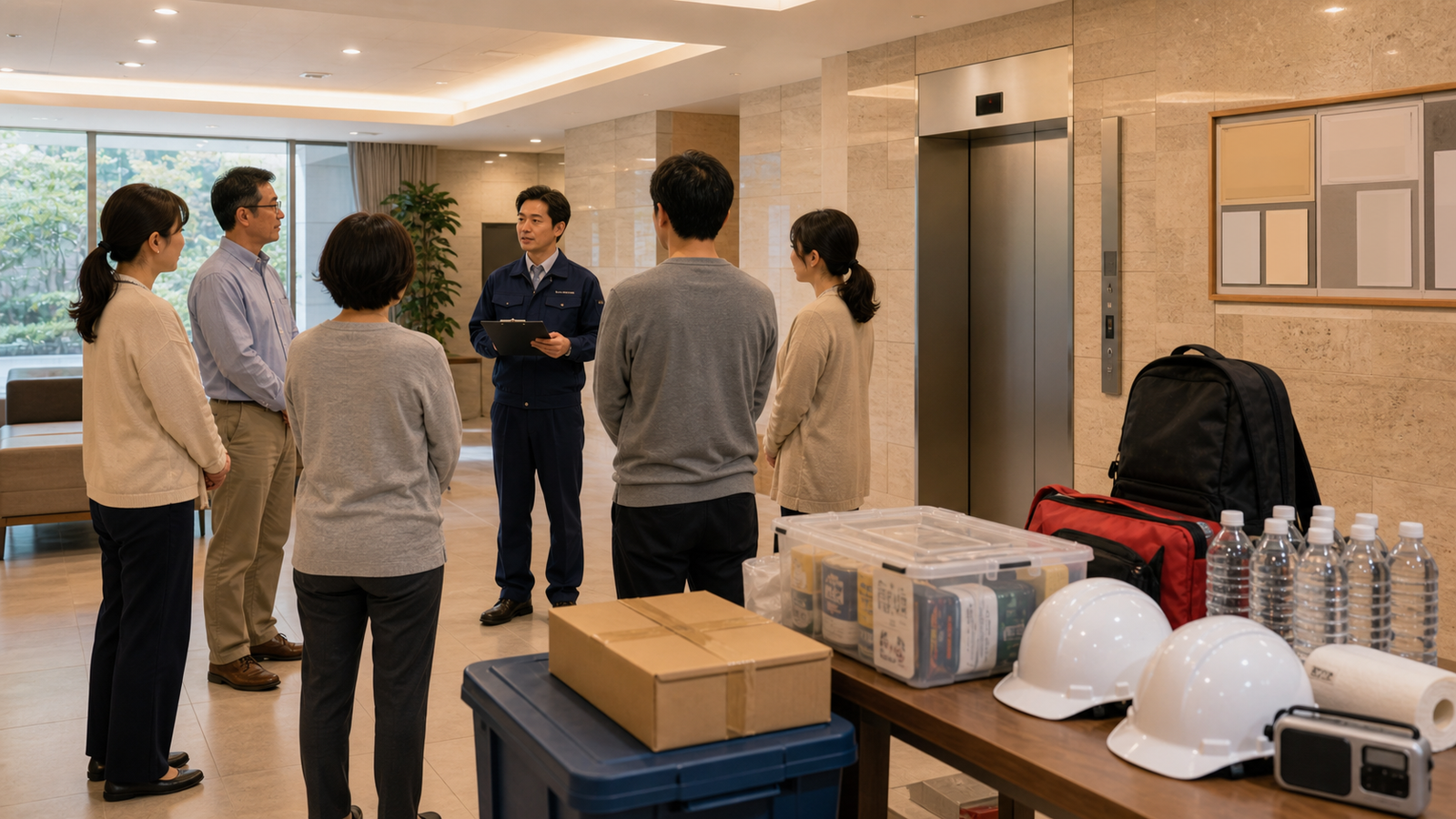 地域の自主防災訓練に参加する住民