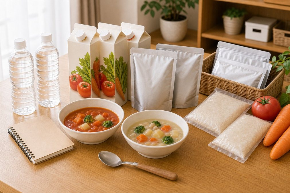 野菜系保存食を普段の食事で試してローリングストックする様子