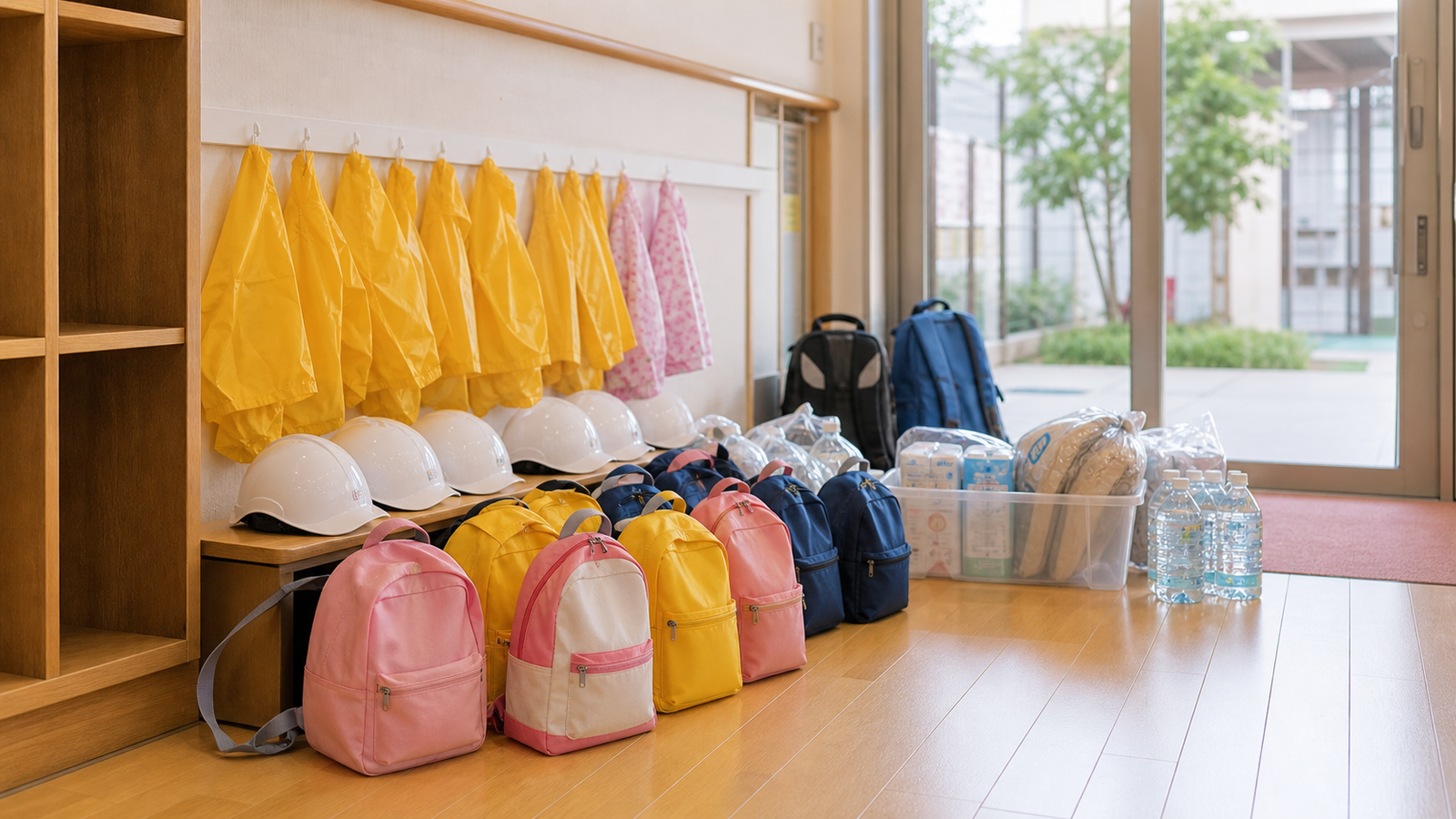 大雨時の施設避難訓練と防災用品
