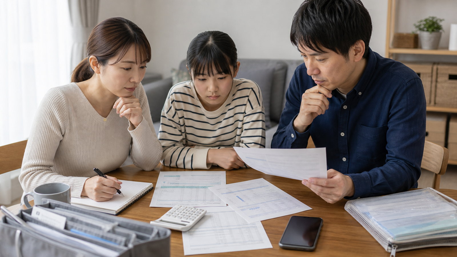 罹災証明書の申請書類を整理している様子