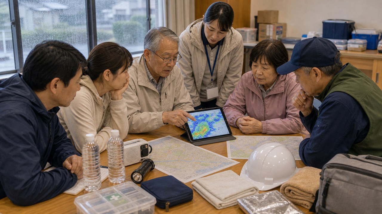 線状降水帯への備えと避難判断のイメージ