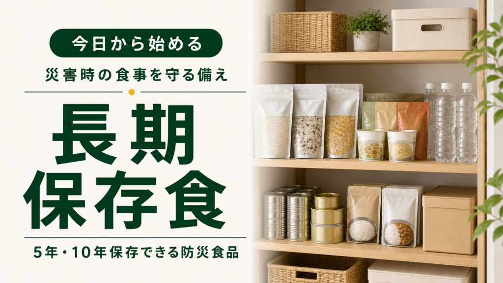 長期保存食と防災食品の選び方を解説する記事のアイキャッチ画像