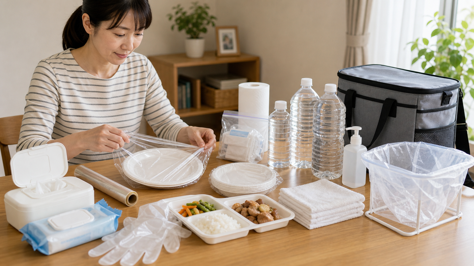 災害時に食品用ラップが便利な理由を確認する食品用ラップ備蓄のイメージ