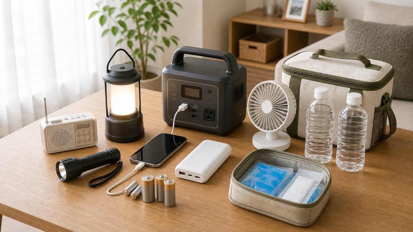 停電時に備えるライトやポータブル電源のイメージ