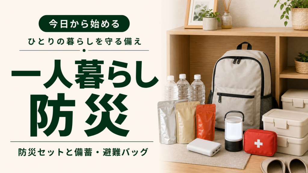 一人暮らしの防災セットと備蓄・避難バッグを解説する記事のアイキャッチ画像