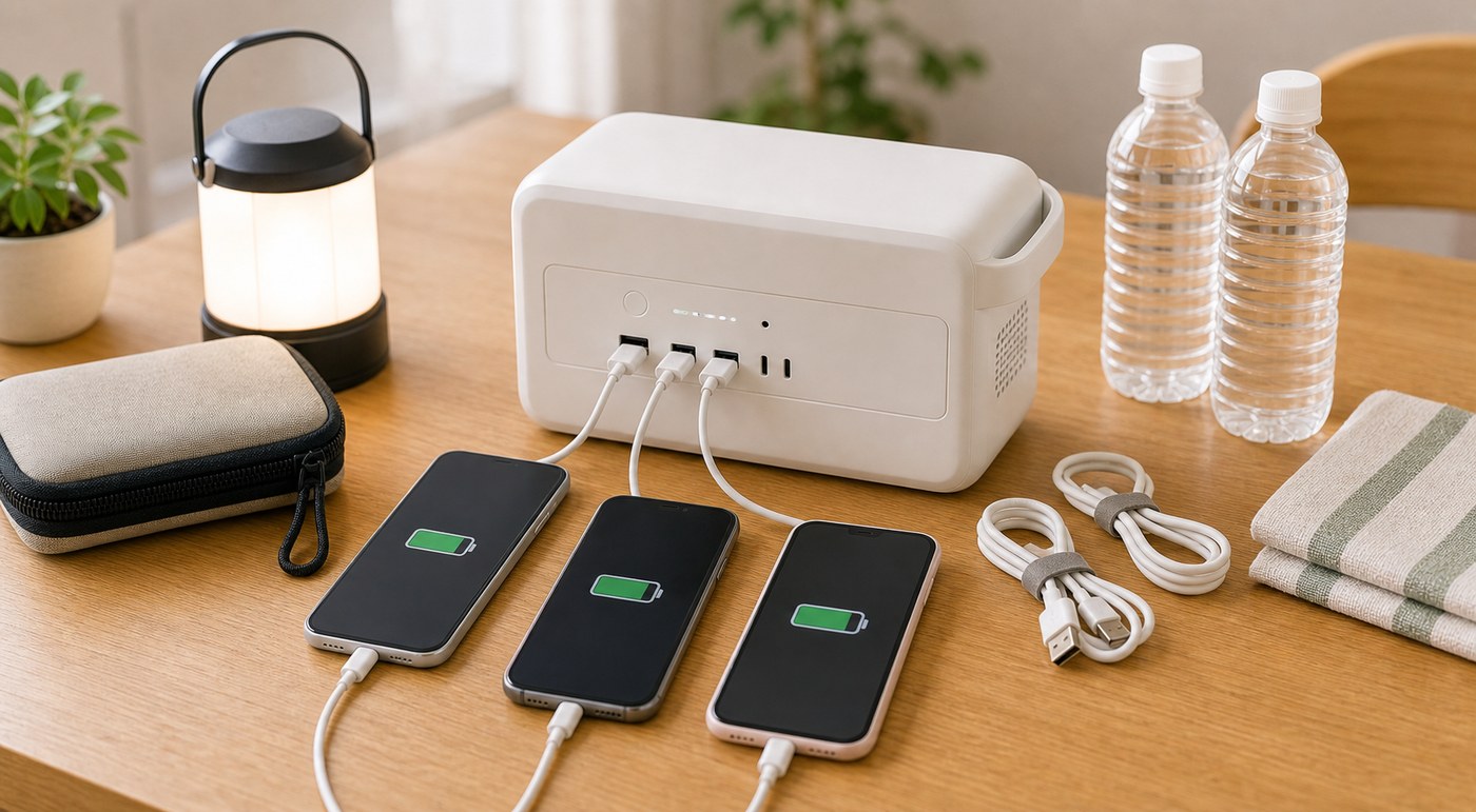 家族分のスマホを複数台充電する備えのイメージ