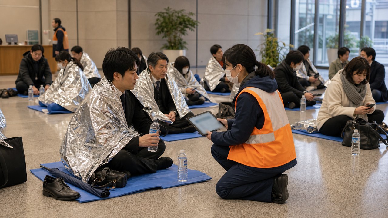 帰宅困難者対策と職場備蓄のイメージ