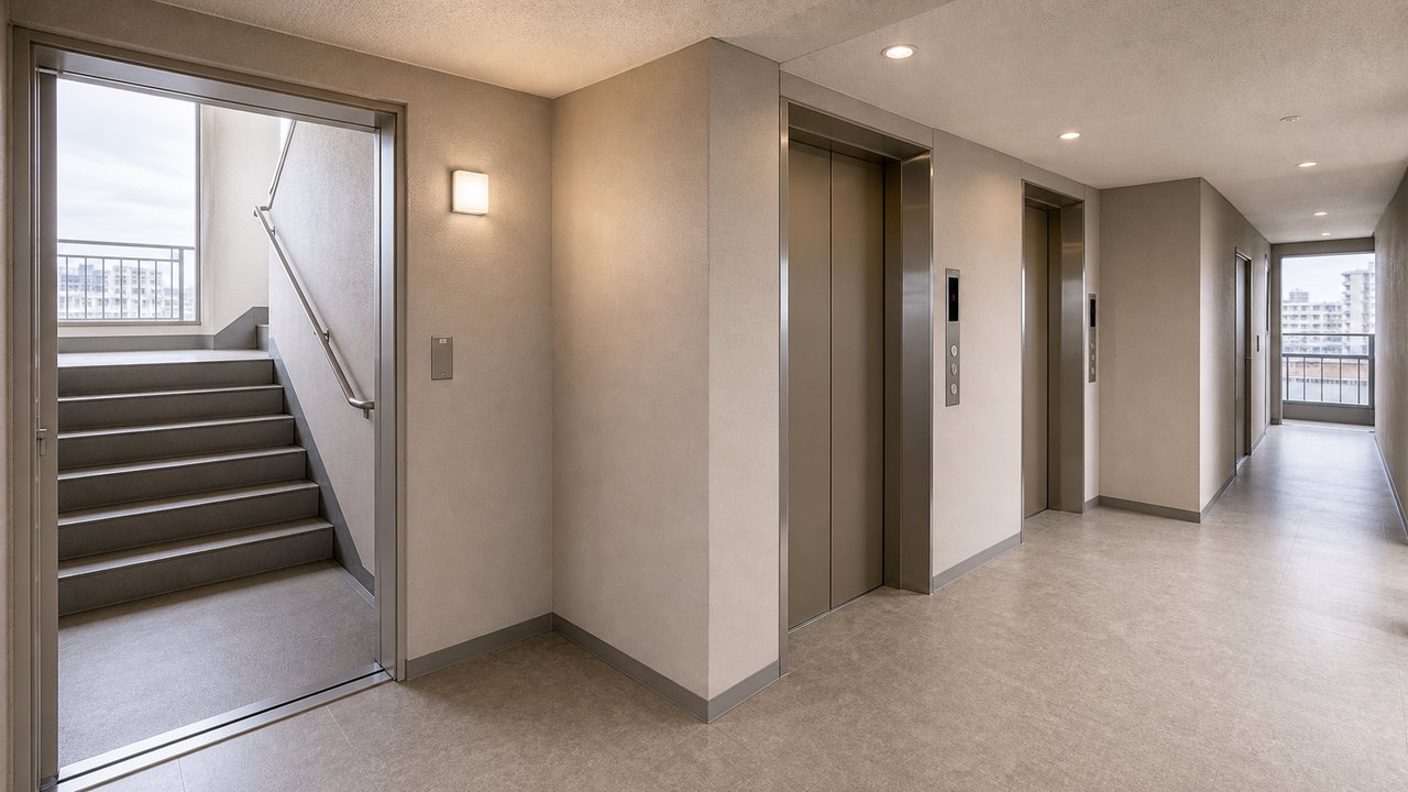 東京のマンションで在宅避難に備える防災イメージ