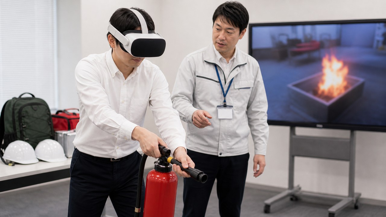 VR火災訓練とVR災害訓練のイメージ
