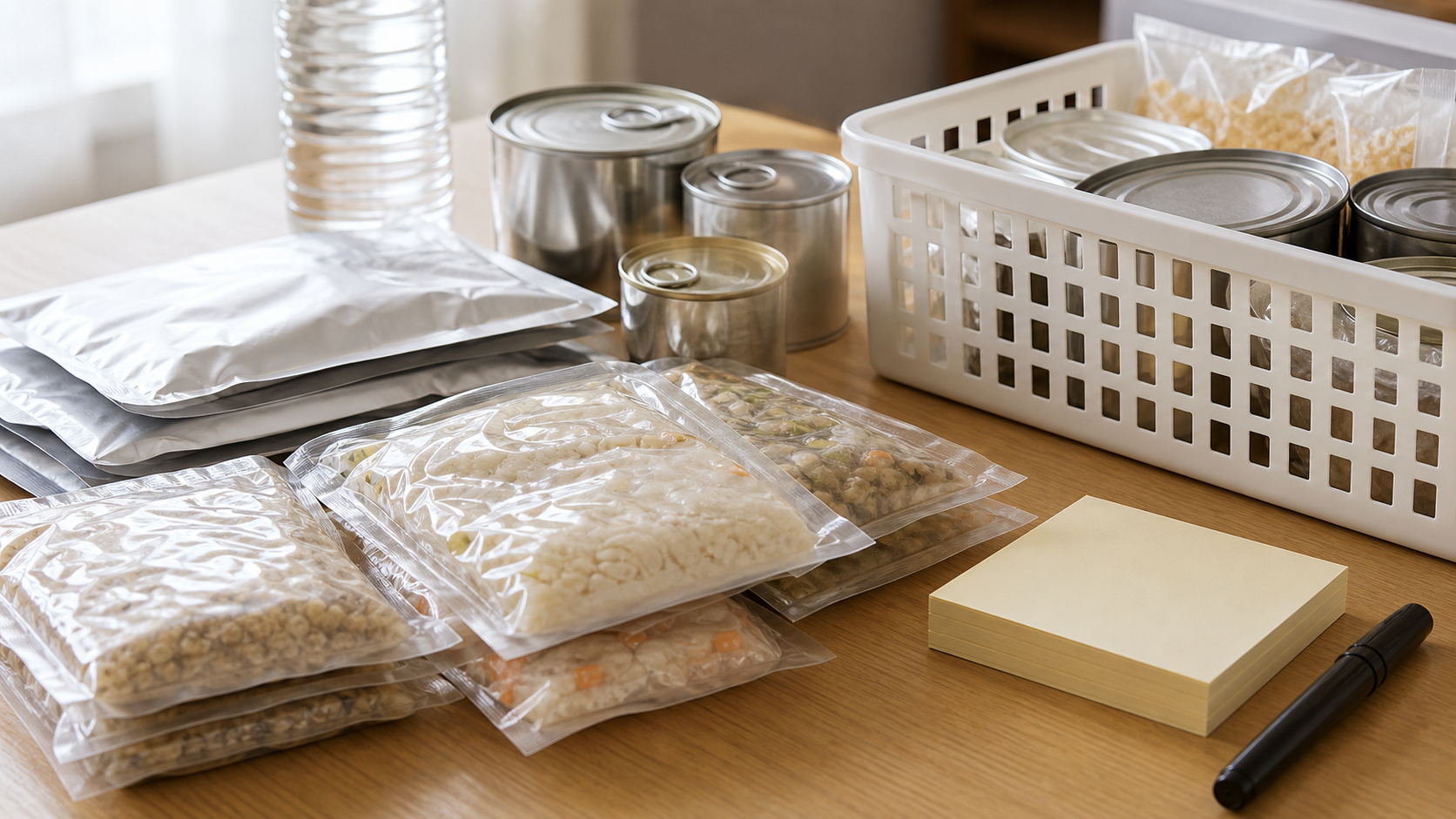 非常食・保存水が期限切れになったらどうする？に関する非常食と保存水の期限管理イメージ