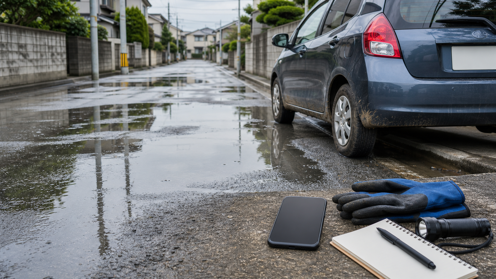 アンダーパスや低い道路は特に危険の冠水道路安全対策イメージ