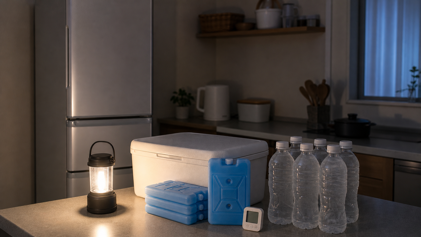 停電中は冷蔵庫を開けないのが基本に関する停電時の冷蔵庫と保冷剤対策イメージ