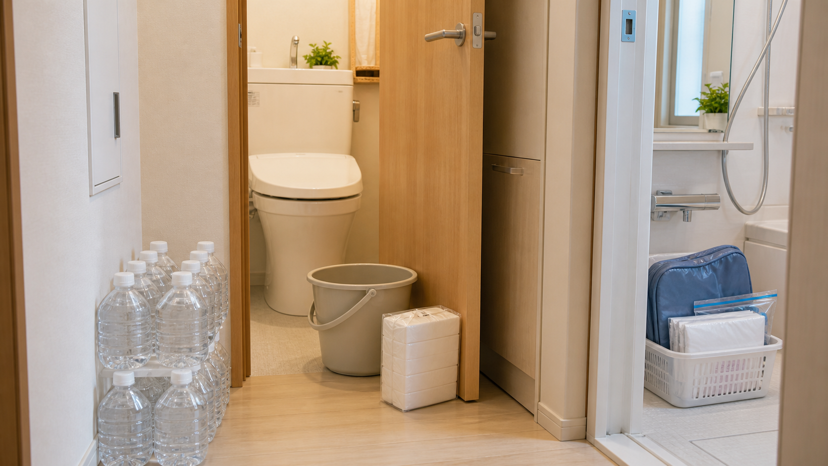バケツで流さない方がよいケースに関する断水時のトイレ対策イメージ
